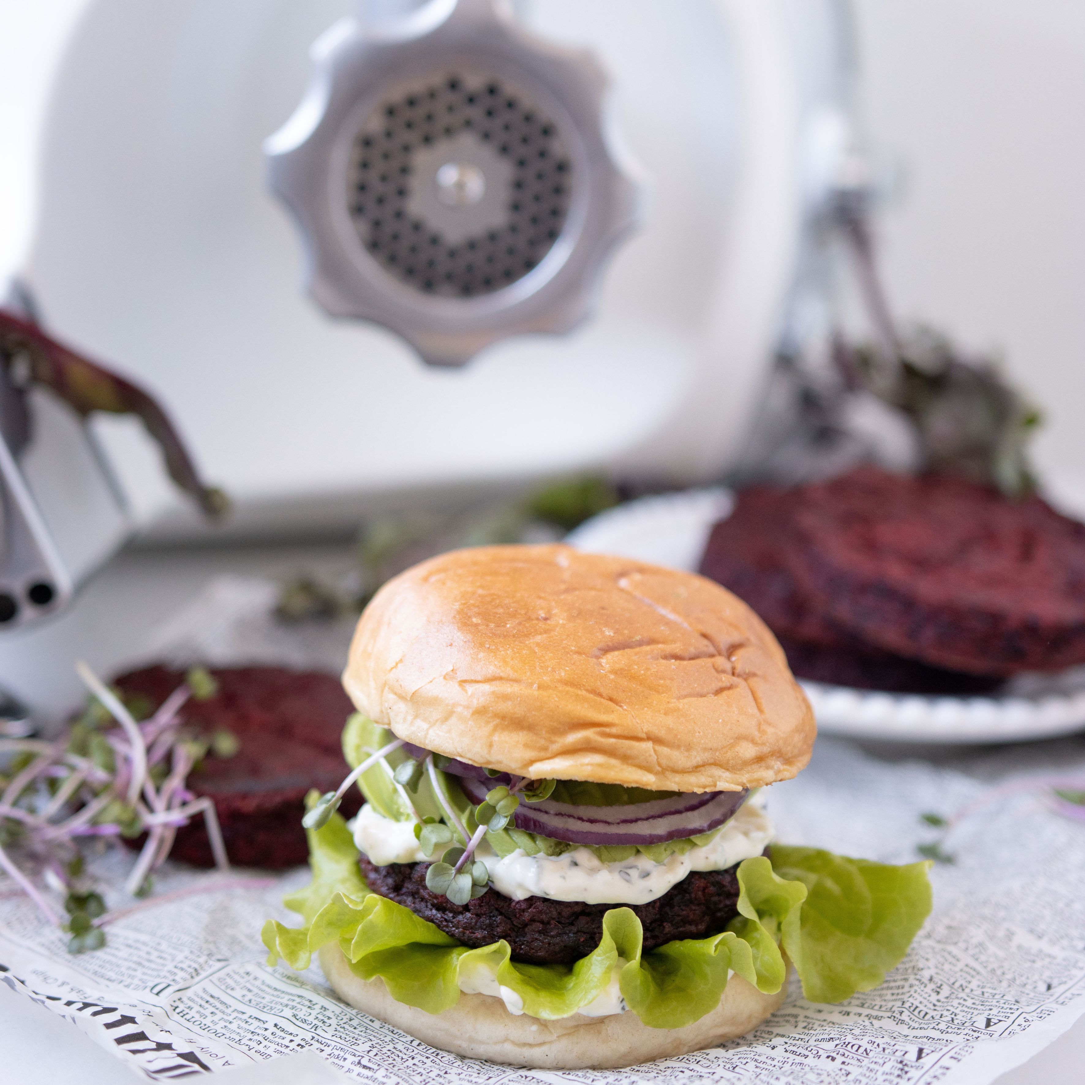 Céklás vega burger recept